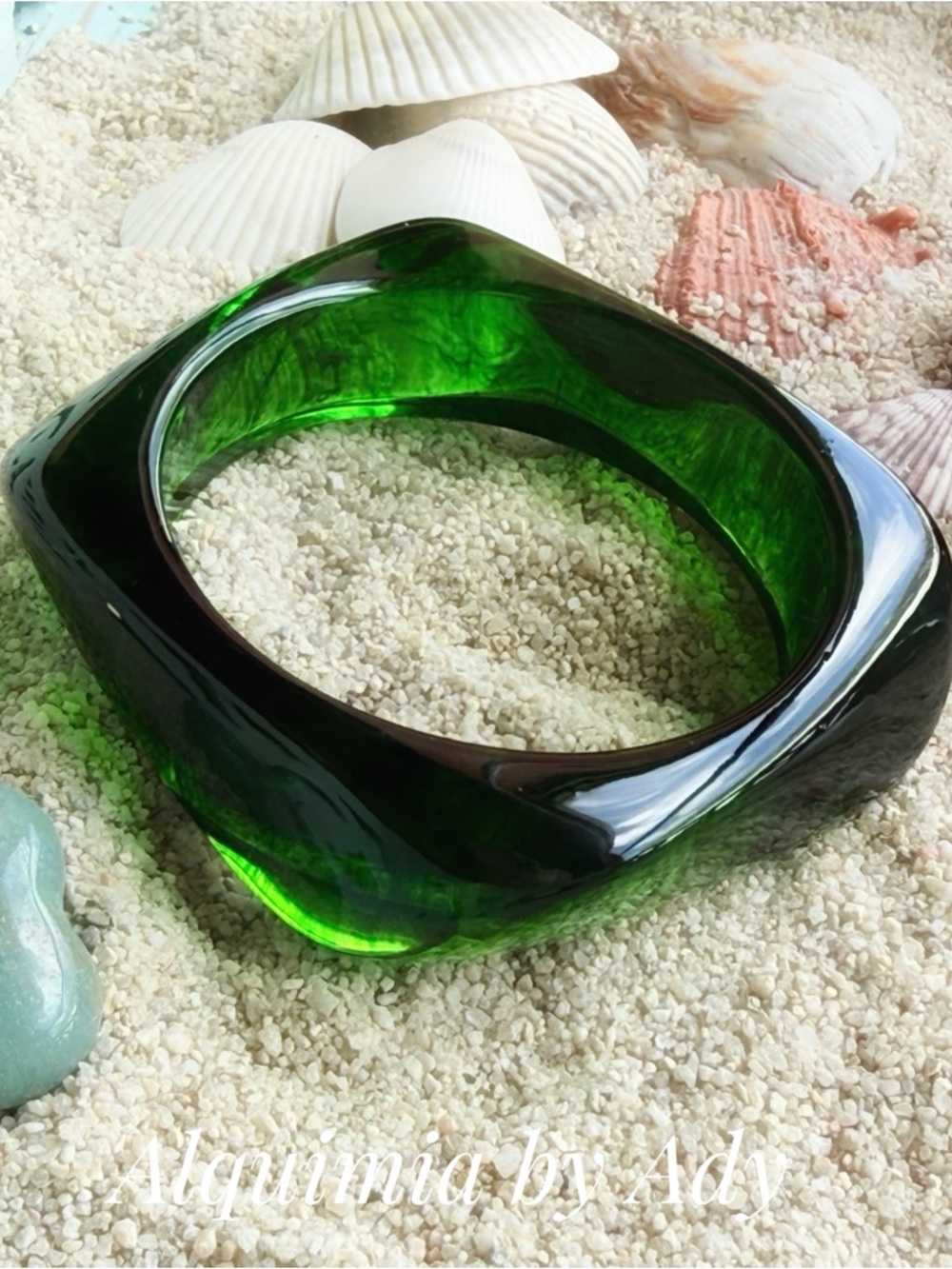 Alquimia Green Resin Bangle Bracelet